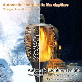 چراغ خورشیدی 3 حالته چمنی , دیواری , سردری با چراغ طرح مشعل کد  1012